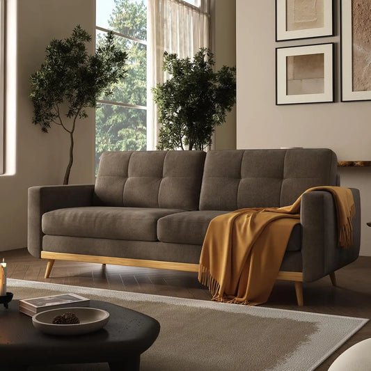 Loveseat Sofa, Mid Century Modern Decor Love Seat Couches for Living Room, Button Tufted Upholstered Small Couch for Bedroom