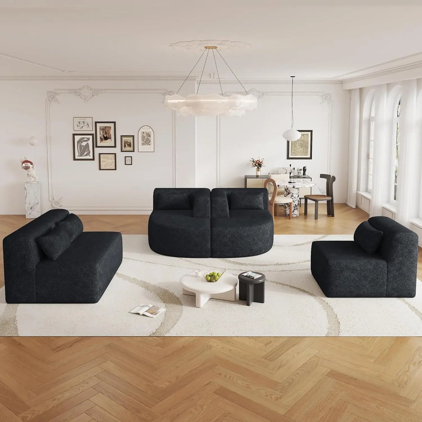 Modular Sectional Sofa, 4 Free Combined Couch, Boucle Fabric Modern Upholstered Sofa with 2 Chaise Lounge