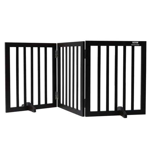 SucceBuy Free Standing Dog Gate Freestanding Pet Gate 3 Panels Foldable Dog Gate for Narrow Passageways Expandable Dog Barrier