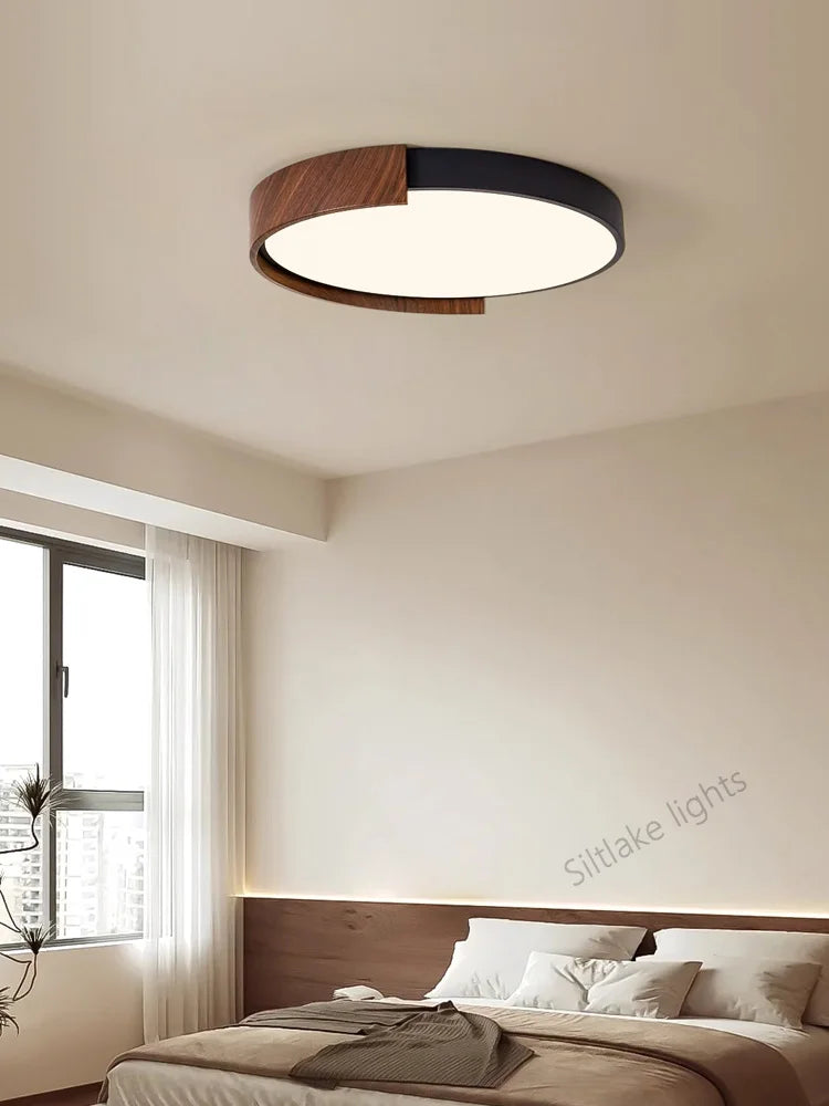 Living room ceiling lamp Italian LED simple modern walnut color hall main lights restaurant study lamps master bedroom lamp