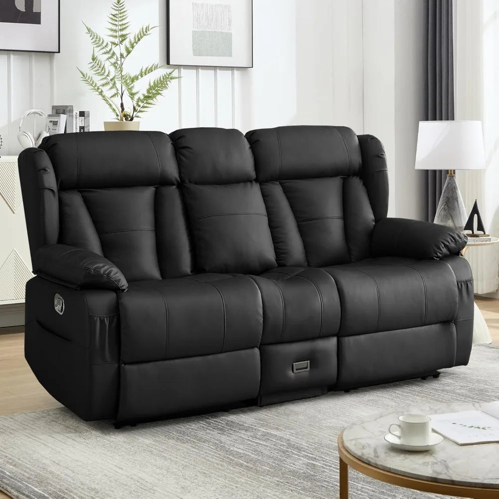 Loveseat Recliner Sofa, RV Recliner Couch, Manual Reclining Loveseat with Console for Living Room, Home Theater Seating