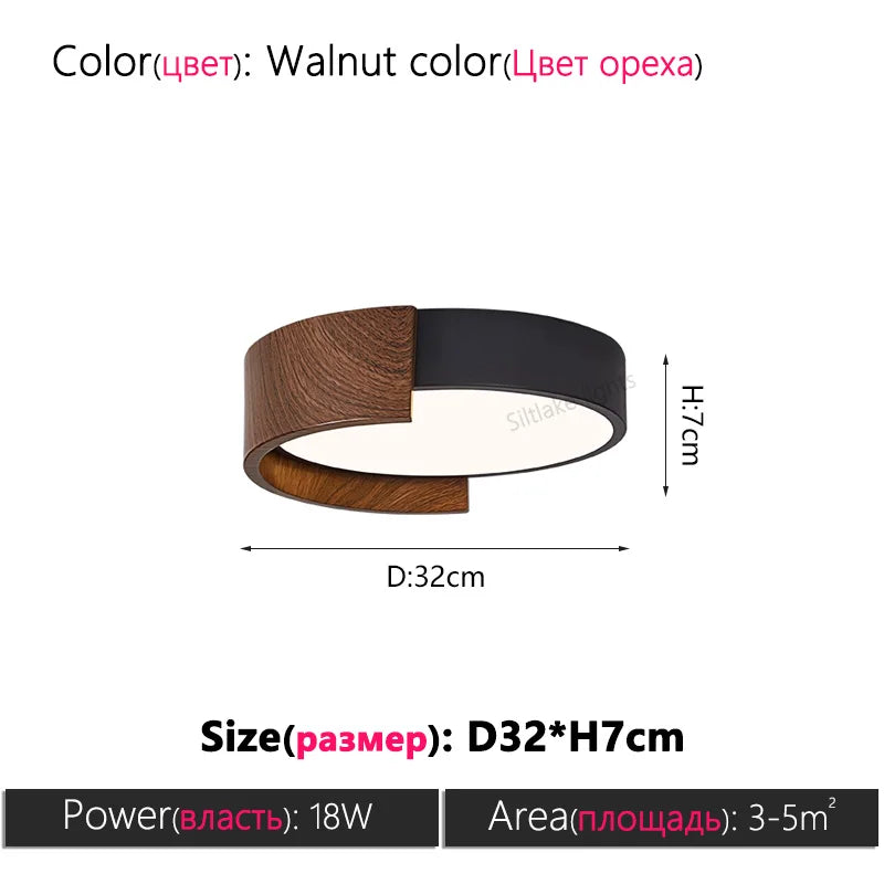 Living room ceiling lamp Italian LED simple modern walnut color hall main lights restaurant study lamps master bedroom lamp