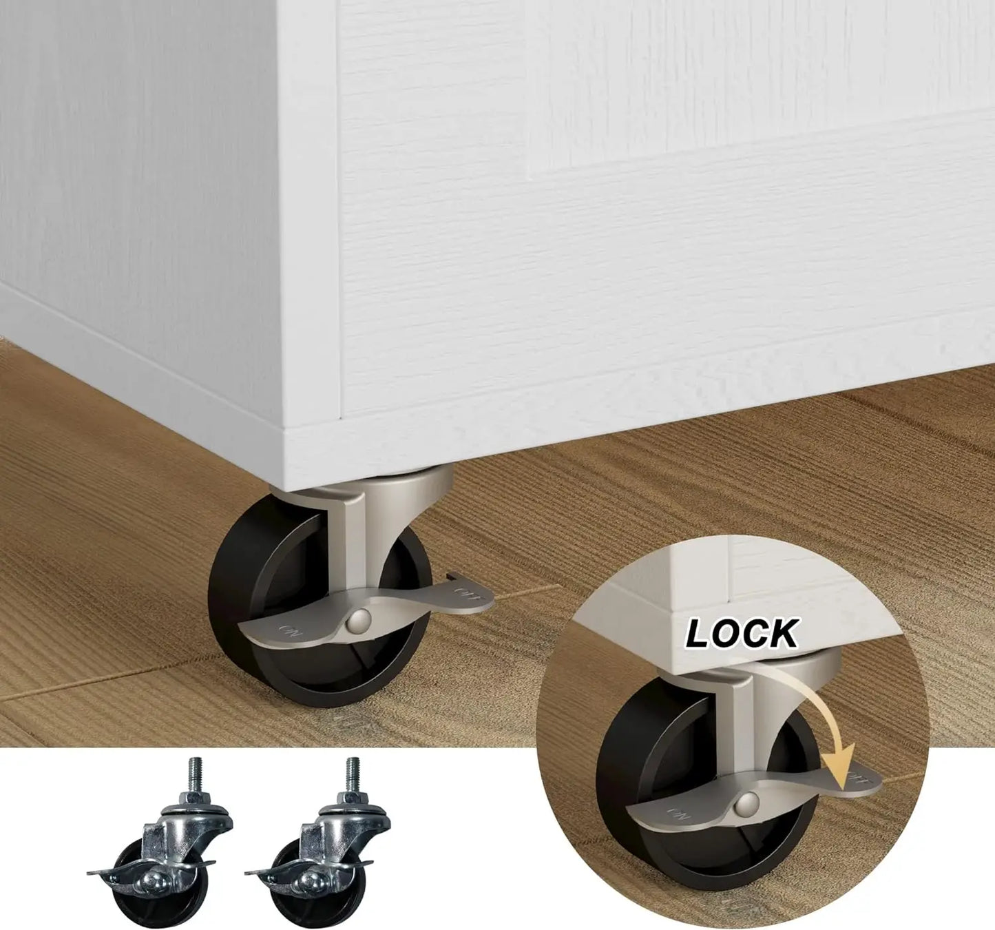 IRONCK Rolling Kitchen Island Table on Wheels with Drop Leaf, Storage Cabinet, Drawer,Spice Rack,Towel Rack, Kitchen Cart, White