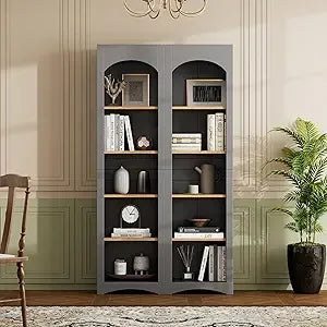 45.67" Freestanding Arched Bookcase, Modern 4-Tier Arched Bookshelf,Wooden Bookshelves for Home Office, Living Room,Black