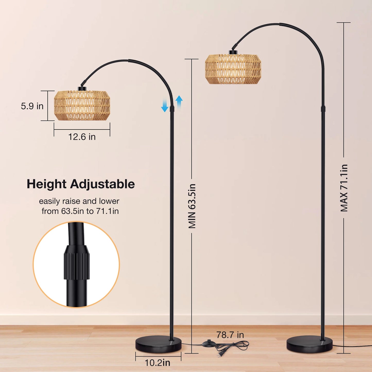 Modern Smart LED RGB Floor Lamp with APP Remote Control/ Stepless Dimming/ Timmer Setting/ Memory Function for Home Living Room