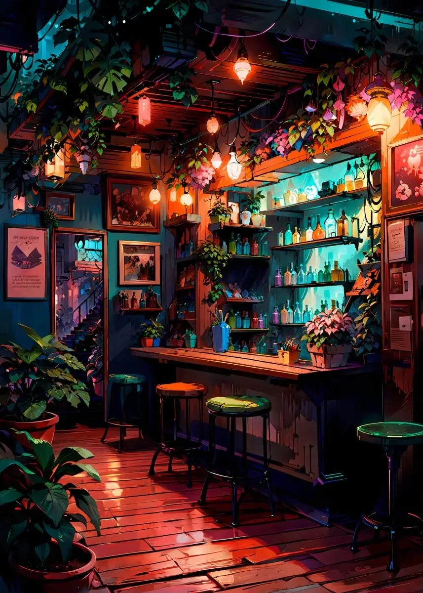 City Life Dining Street Bar Night Cafe Landscape Art Posters Prints Canvas Printing Wall Picture for Living Room Home Decor Gift