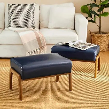 15.5"(H) Footrest Stool, Leatherette Ottoman, Accent Padded Sofa Foot Stool for Accent Chair, Wood Frame Foot Rest Ottoman for