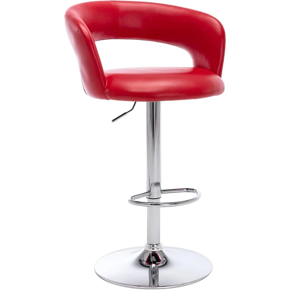 WideBar Stool,Modern PU Leather Swivel Adjustable Barstool with Hollow Back and Arms,Upholstered Airlift CounterHeight Bar Chair