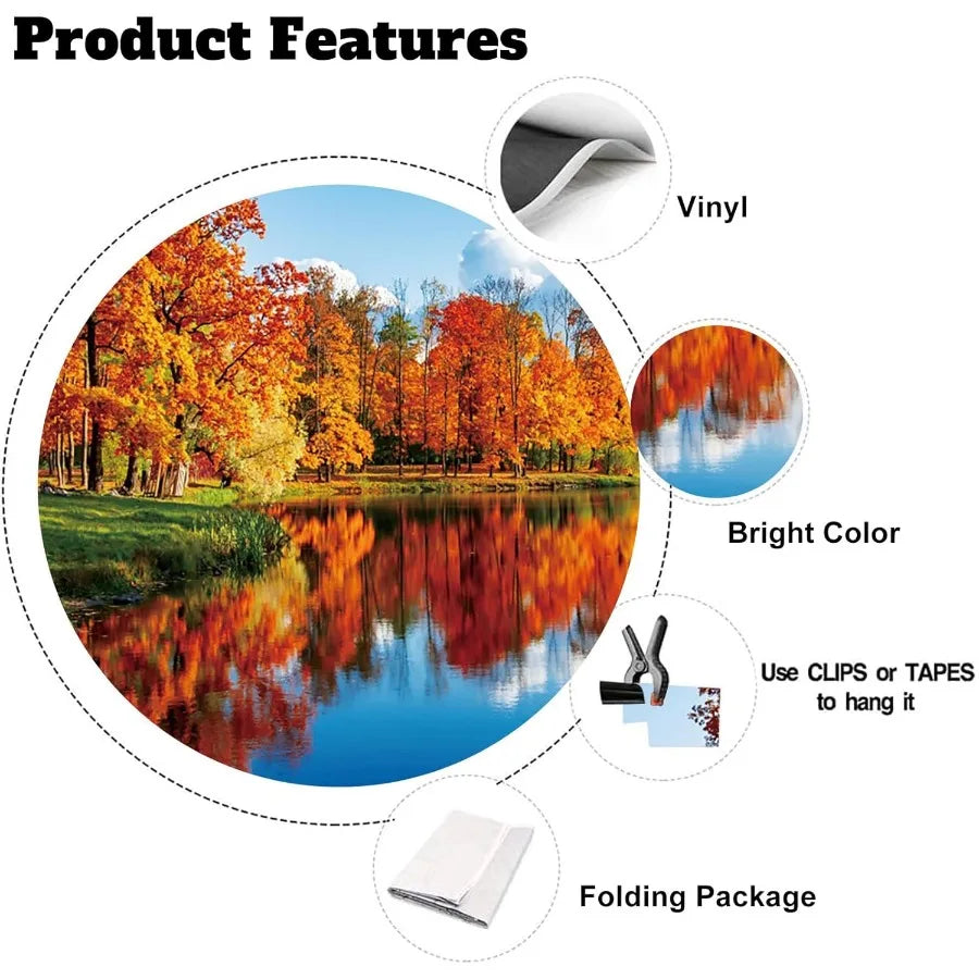 Yeele 10x8ft Natural Lake Scenery Backdrop Autumn Golden Tree Blue River Outdoor Landscape Photography Background Countryside V