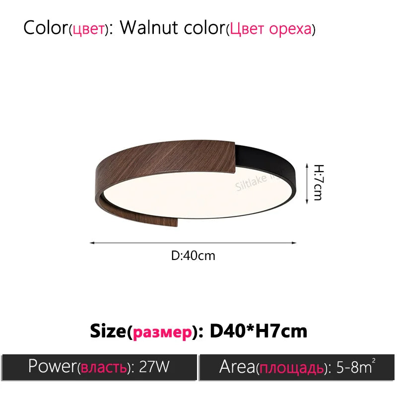 Living room ceiling lamp Italian LED simple modern walnut color hall main lights restaurant study lamps master bedroom lamp