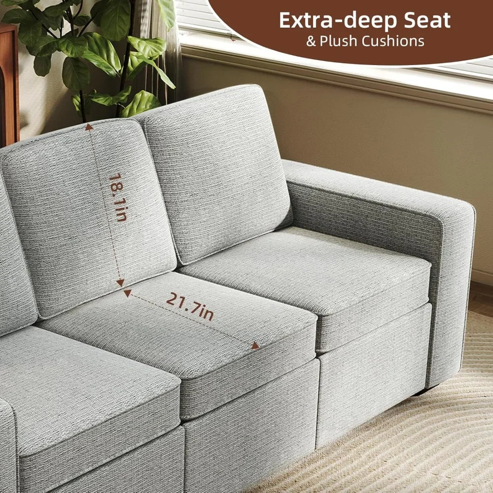 80" Modern Sofa Couch, Soft Chenille Sofas for Living Room Furniture,3 Seater Deep Seat Comfy Lounge Sofa for Bedroom