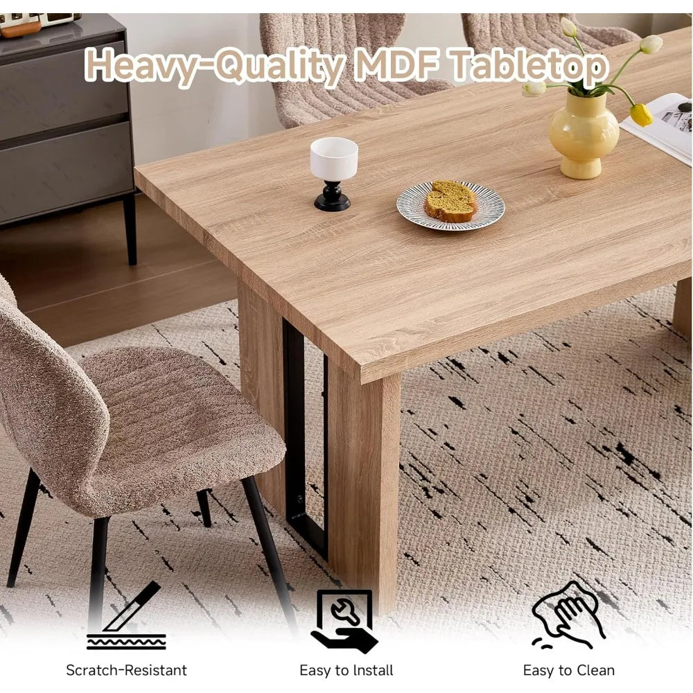 Dining Table for 4- 6 People,Rectangular Farmhouse Kitchen Table with Heavy Duty Legs for Apartment Living Room Work Home Office