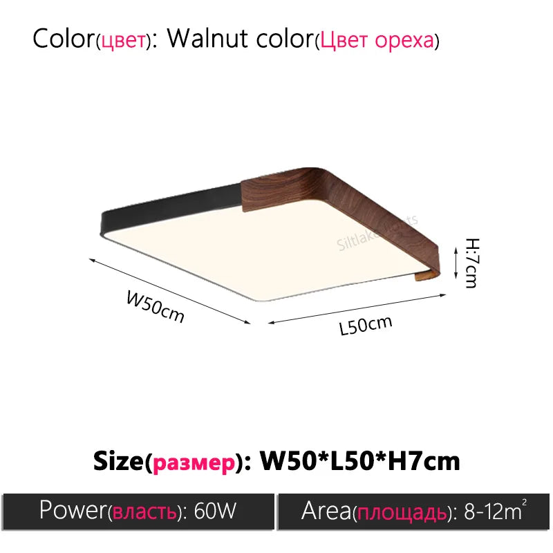 Living room ceiling lamp Italian LED simple modern walnut color hall main lights restaurant study lamps master bedroom lamp