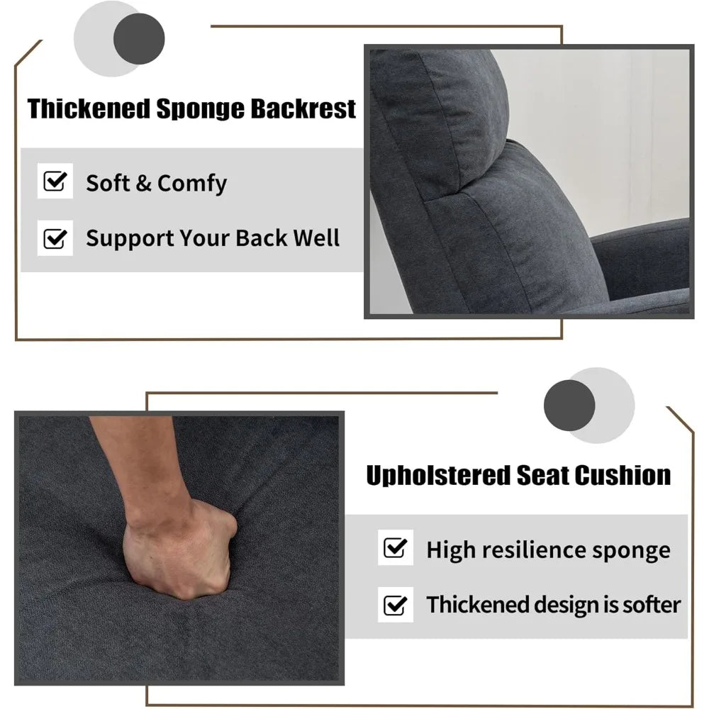 Contemporary Upholstered Glider Rocking Chair for Nurseries with High Backrest Support for Moms