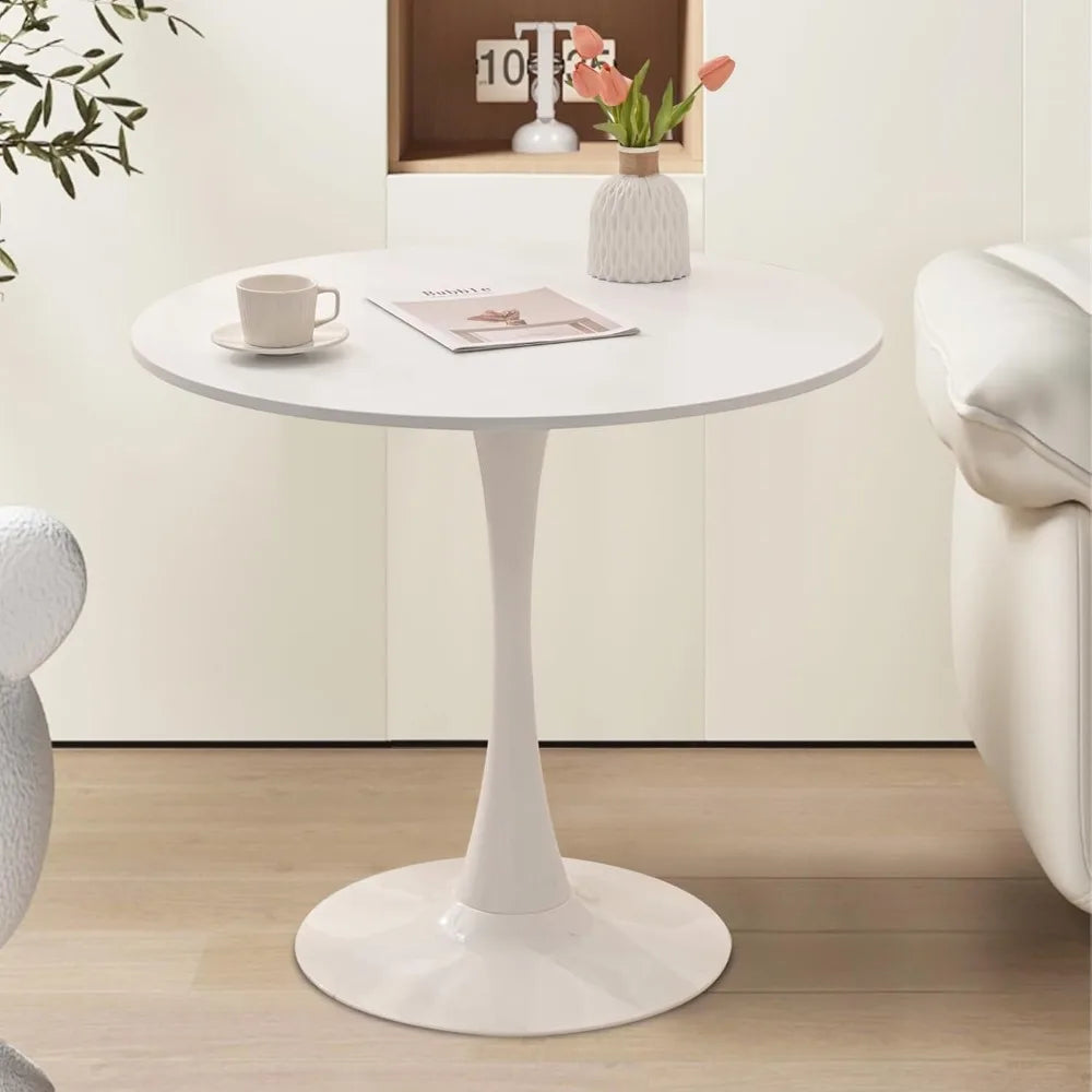 Kitchen Table and Chairs for 2, 24 Dining Table Set for 2 with Boucle Upholstered Chairs, 3 Piece Round Kitchen Table