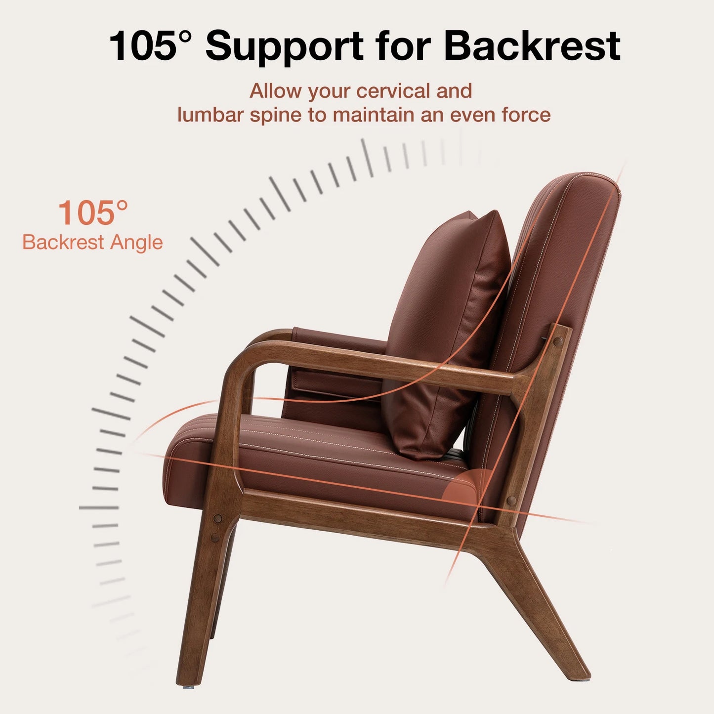 Accent Chairs for Living Room Bedroom, Accent Chair,Mid Century Modern Chair, Arm Chair with Wood Frame & Soft Cushion