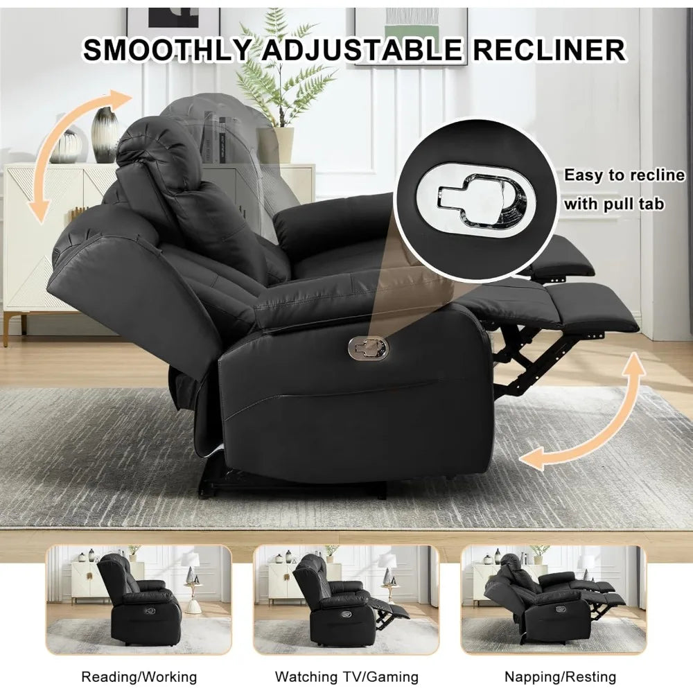 Loveseat Recliner Sofa, RV Recliner Couch, Manual Reclining Loveseat with Console for Living Room, Home Theater Seating