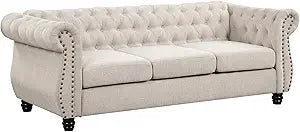 Classic Chesterfield Sofa Set 82'', Tufted Sofa Couch Set with Solid Wood Legs Thick Cushion, Pet-Friendly 3-Seater Sofas Couch