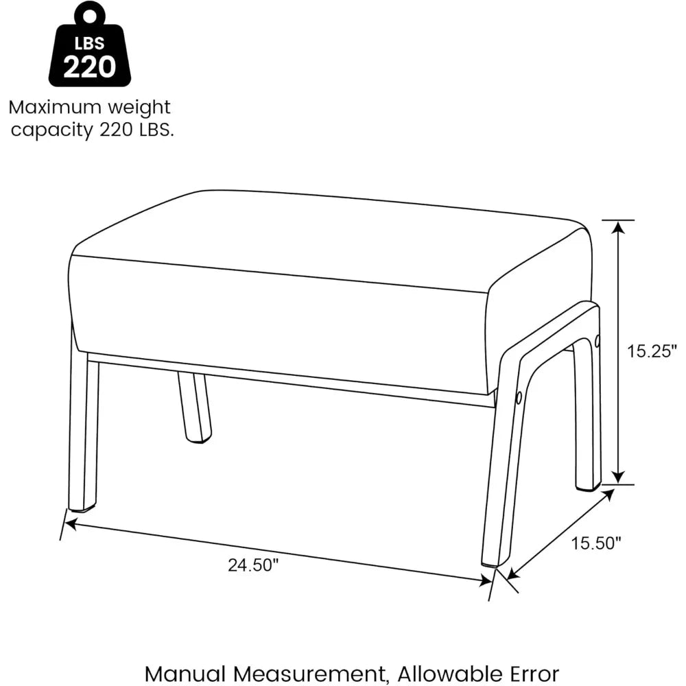 15.5"(H) Footrest Stool, Leatherette Ottoman, Accent Padded Sofa Foot Stool for Accent Chair, Wood Frame Foot Rest Ottoman for