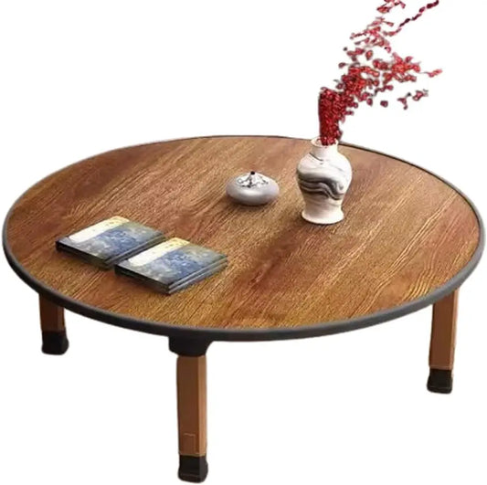 Folding Round Japanese-Style Tea Coffee Table Low Table, Foldable Dining Table, Study Table, Small Desk