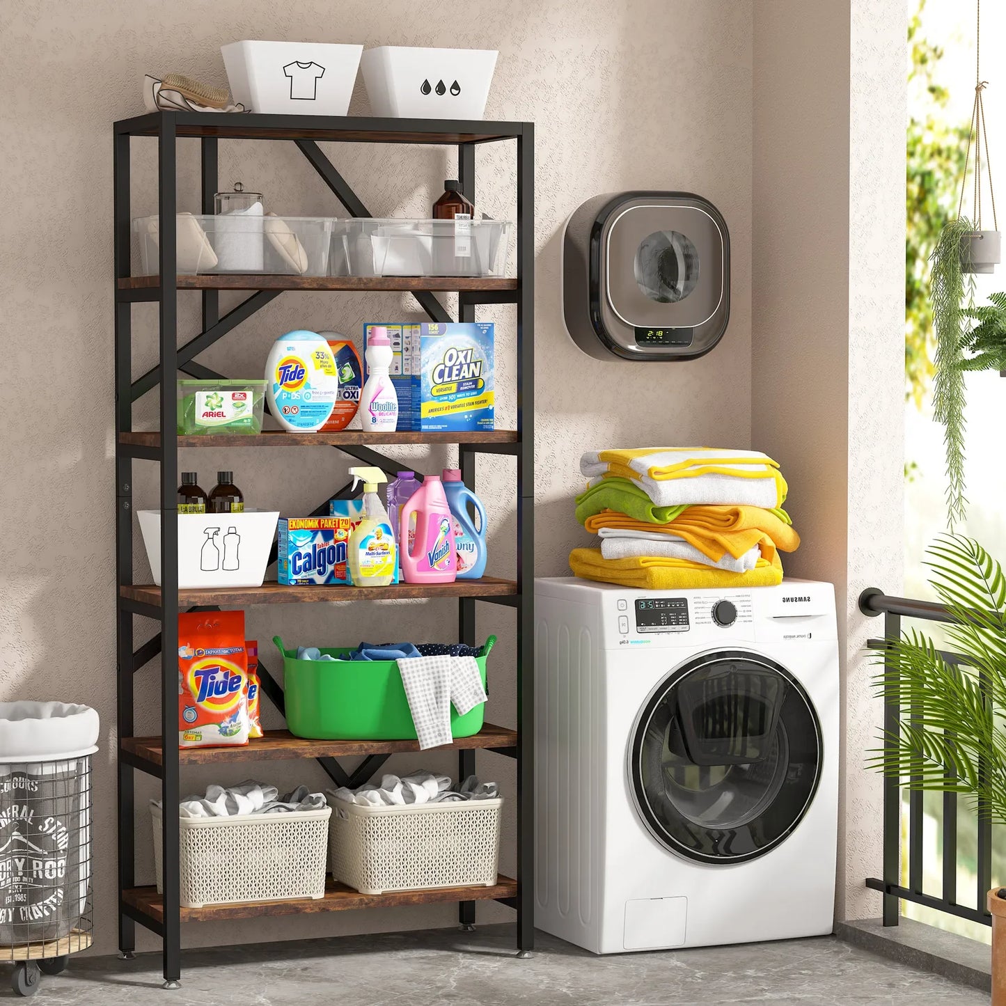 Tribesigns Bookshelf 71" Industrial Etagere Bookcase 5 Shelf Display Rack For Living Room