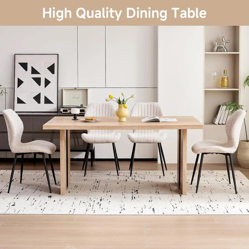 Dining Table for 4- 6 People,Rectangular Farmhouse Kitchen Table with Heavy Duty Legs for Apartment Living Room Work Home Office