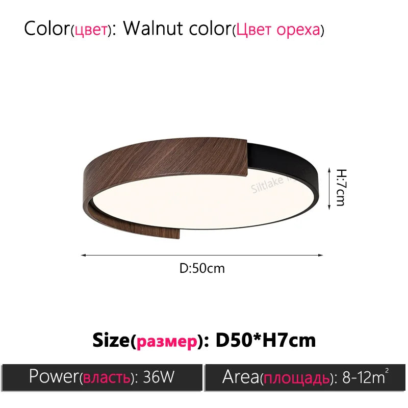 Living room ceiling lamp Italian LED simple modern walnut color hall main lights restaurant study lamps master bedroom lamp