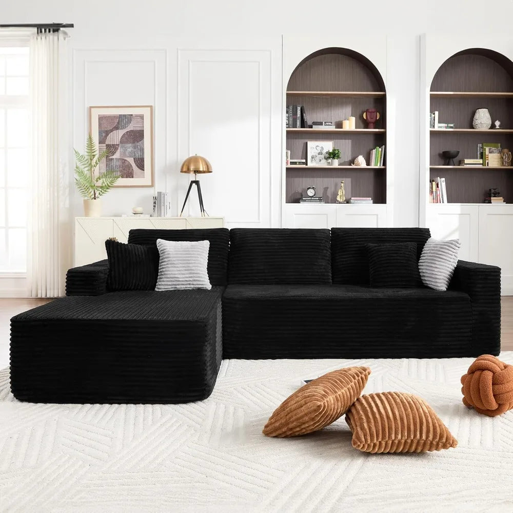 Boneless Couches for Living Room, Modular Sectional Sofa with Oversized Chaise, L-Shape Cloud Couch with Deep Seat, High-Density