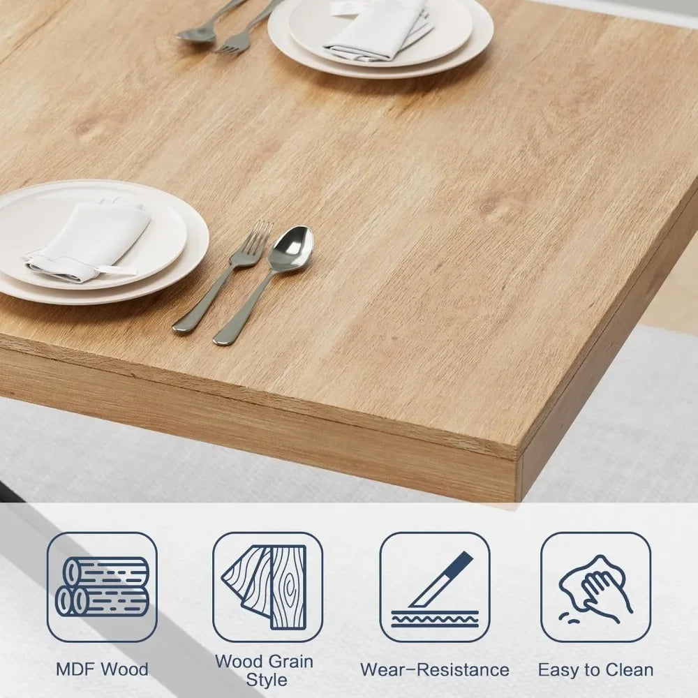 Extendable Dining Room Table 55''-70.9'' Rectangle Space Saving with Removable Leaves for 4-8 People