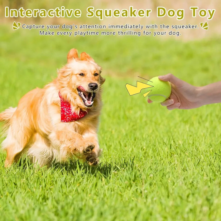 Dog Tennis Balls90 Pack 2.5 inch Floatable Squeaky Tennis Balls for Fetch Exercise Natural Rubber Squeaky Dog Ball Training Saf