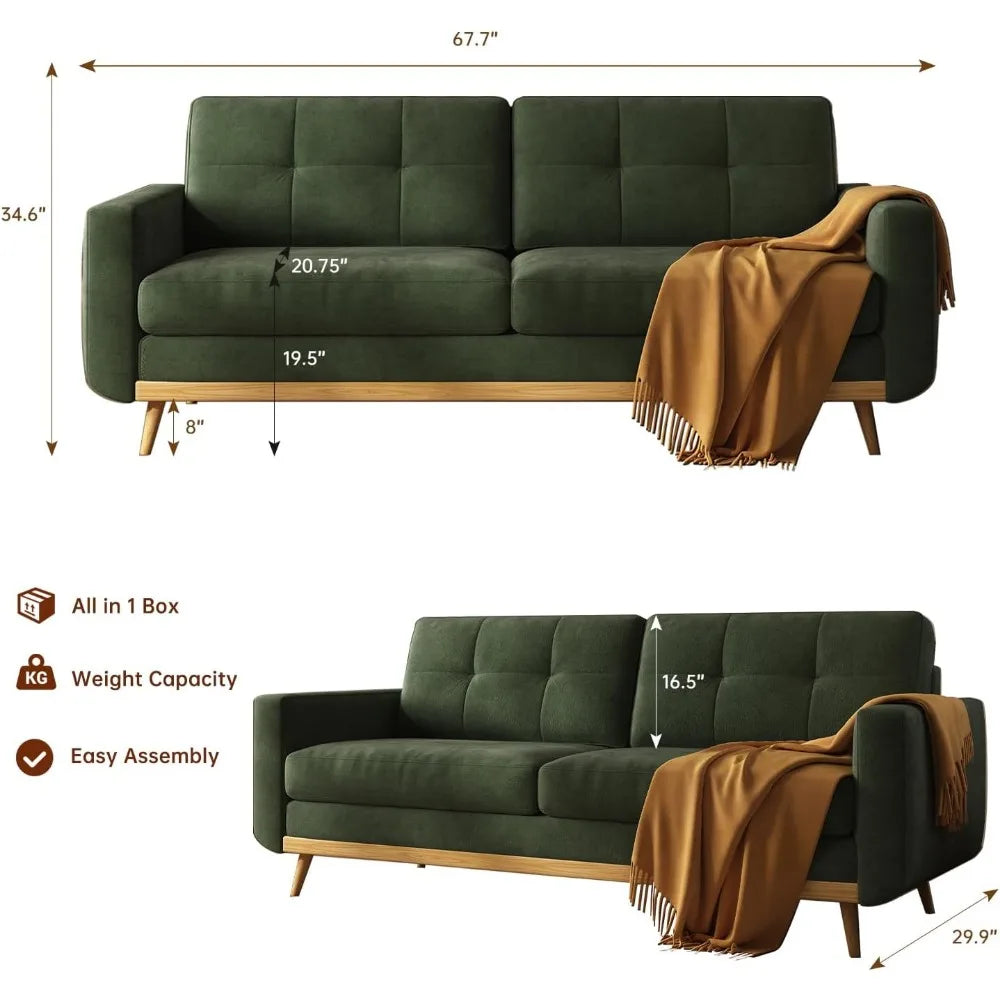 Loveseat Sofa, Mid Century Modern Decor Love Seat Couches for Living Room, Button Tufted Upholstered Small Couch for Bedroom