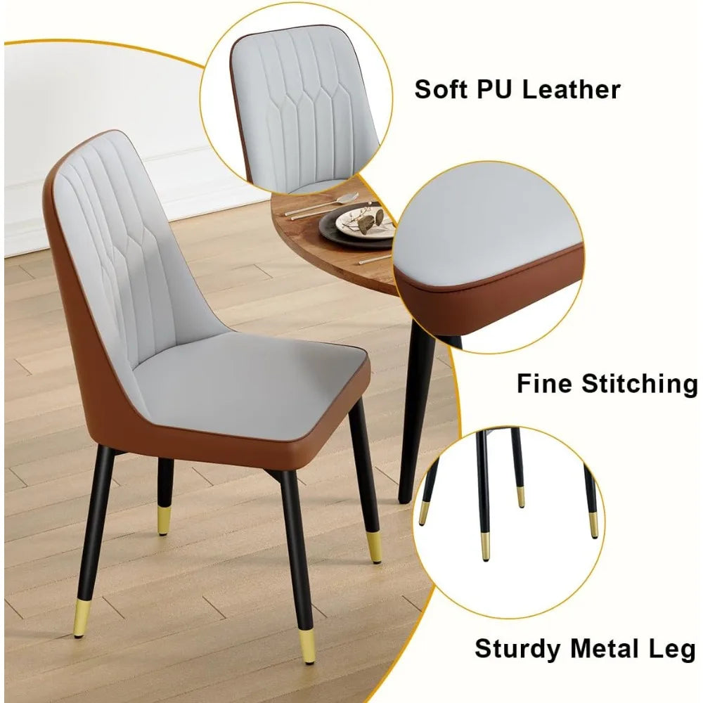 Wood Dining Table Set for 6｜ 42" Round to 54" Oval Dining Table Set for 6｜Wood Extendable Dining Room Table with Thick Cushion