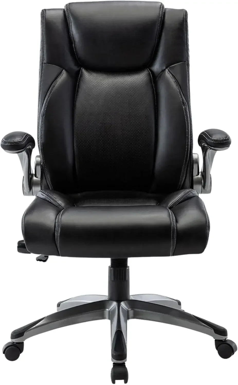 Executive Office Chair-Ergonomic Computer Desk Chairs, High Back Leather Chairs w/Padded Flip-up Arms, Swivel Home Office Chair