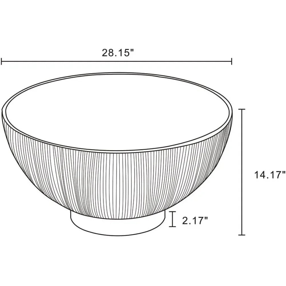 Anderson Modern 28.15" Round Coffee Table 2.0 - Ceramic Marble Tabletop, Elegant Pleated Leatherette Details