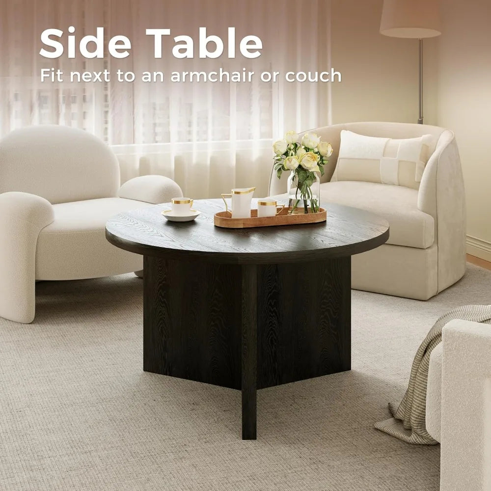 27.5'' Coffee Table for Small Space, Minimalist Modern Table for Living Room, Durable & Sturdy Small Round End Table with Adjus