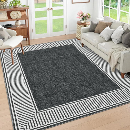 Area Rugs for Living Room 9x12 Modern Bordered Rugs Accent Rug Foldable Carpet for Bedroom Living Room Home Office