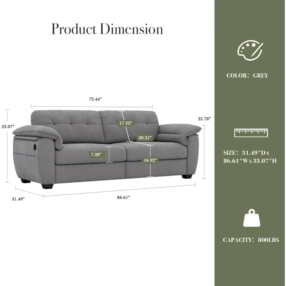 87" modern sofa, comfy sofa couch w/extra deep seats, 2/3 seater couches w/usb charging ports & side pockets, sleeper sofas for