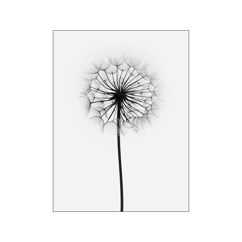 Minimalist Dark Dandelion Flower Canvas Print Abstract Inspirational Wall Art Poster for Modern Living Room Bedroom Home Decor