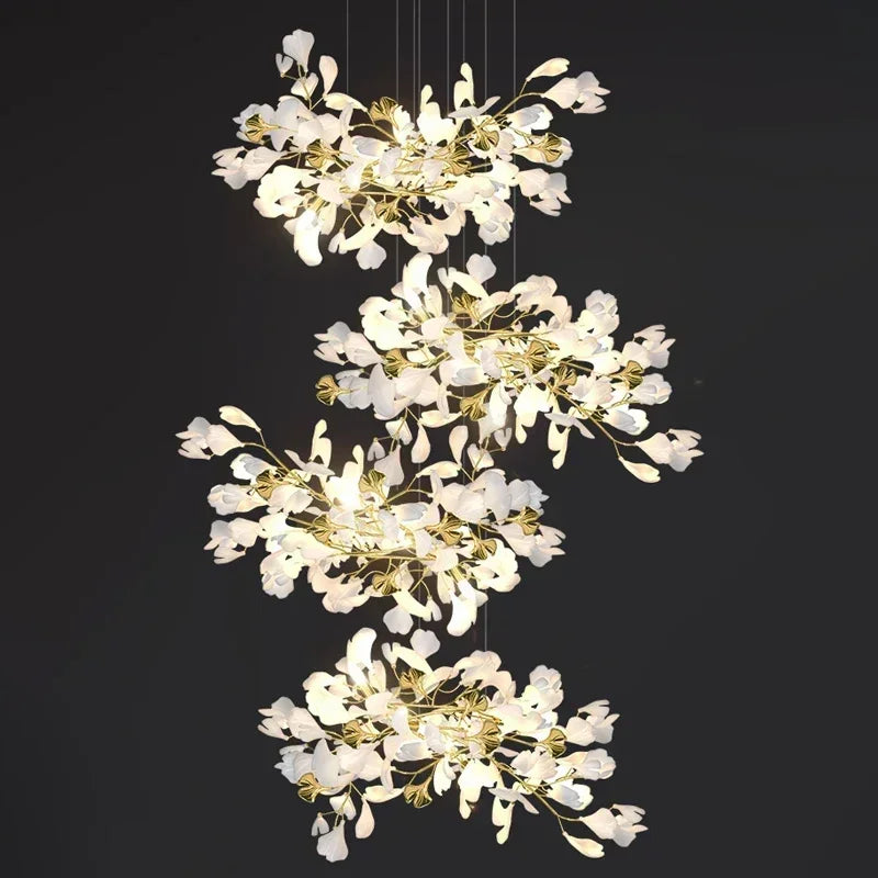 Modern Luxury Ginkgo LED Chandeliers Living Dining Room Home Pendant Lights Hotel Restaurant Decor Elegant Lights Fixture