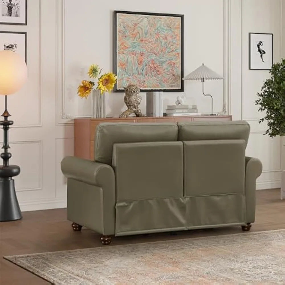 3 Pieces Faux Leather Living Room Sofa Set,82.68" 3-Seaters Couch,Loveseat&Chair with Hidden Storage, Solid Wood Frame and Legs