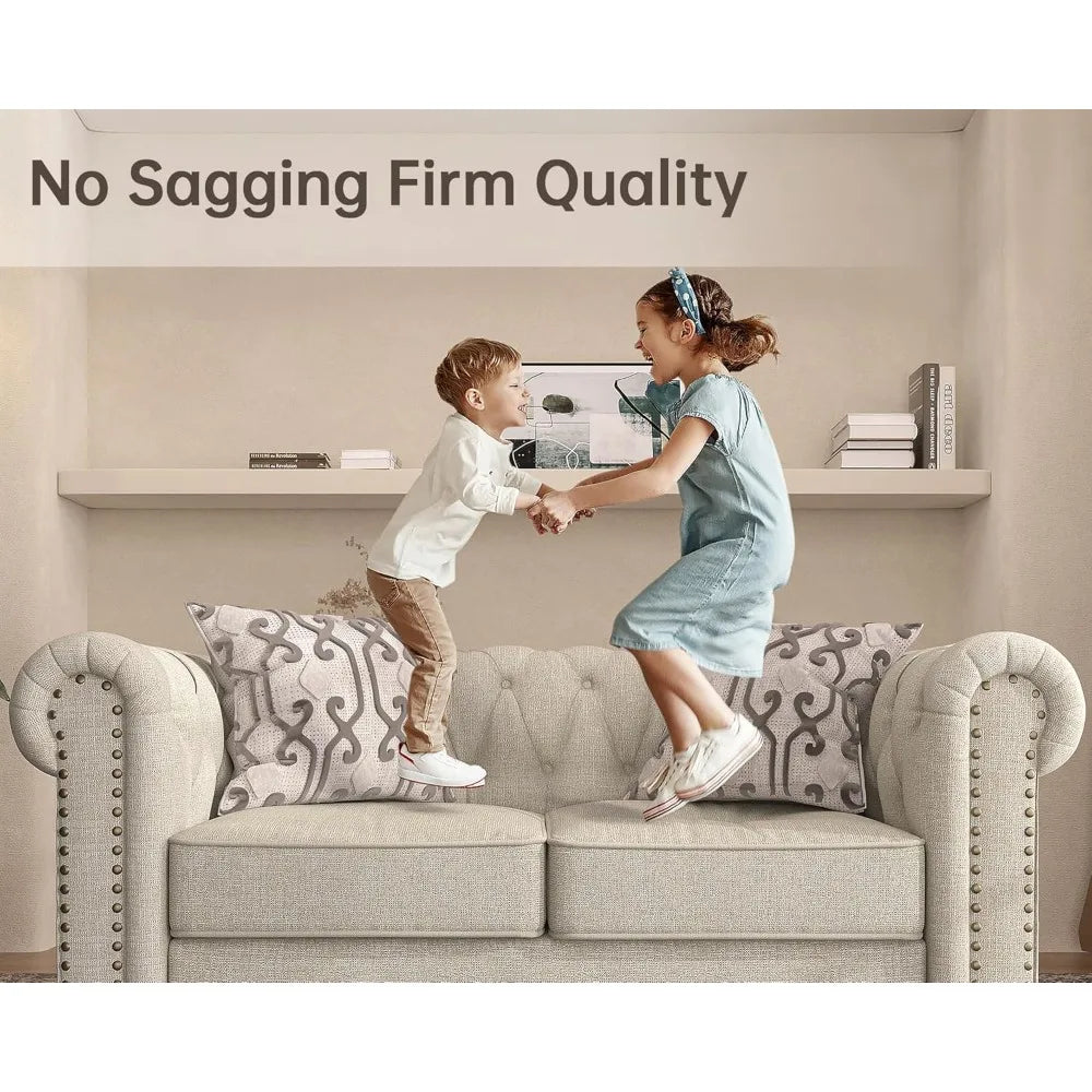 Classic Chesterfield Sofa Set 82'', Tufted Sofa Couch Set with Solid Wood Legs Thick Cushion, Pet-Friendly 3-Seater Sofas Couch