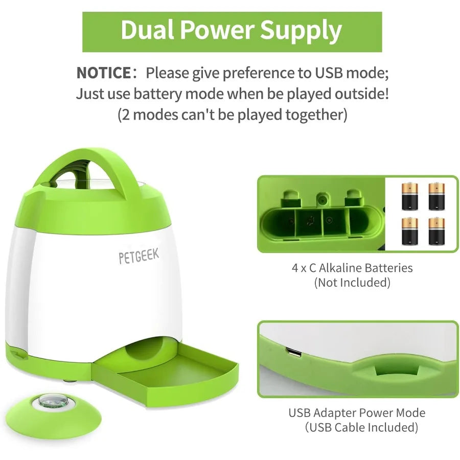 Dog Treat Dispenser with Button Automatic Dog Feeder with Remote Control and Dual Power Supply Dogs Puzzle Toys and Interactive