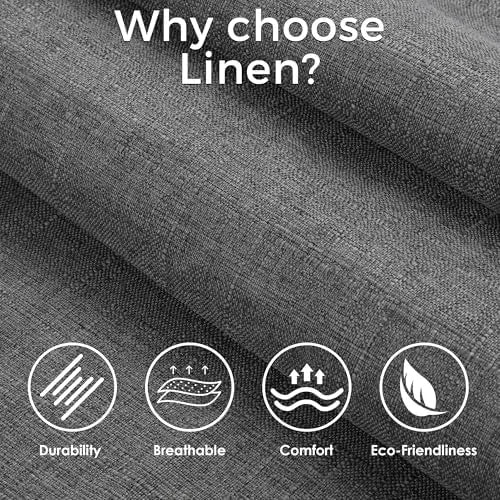 Upholstered Dining Chairs Set of 4, Tufted Parsons Kitchen Chair, Gray Linen Fabric, Solid Wood Legs