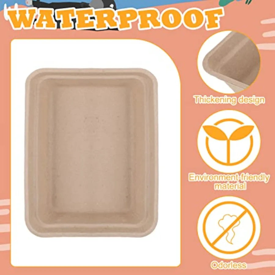 30 Pack Disposable Paper Cat Litter Boxes 16.7 x 12.8 x 4.1 Inch Portable Litter Trays for Cats Kittens Hamsters Guinea Pigs Mi