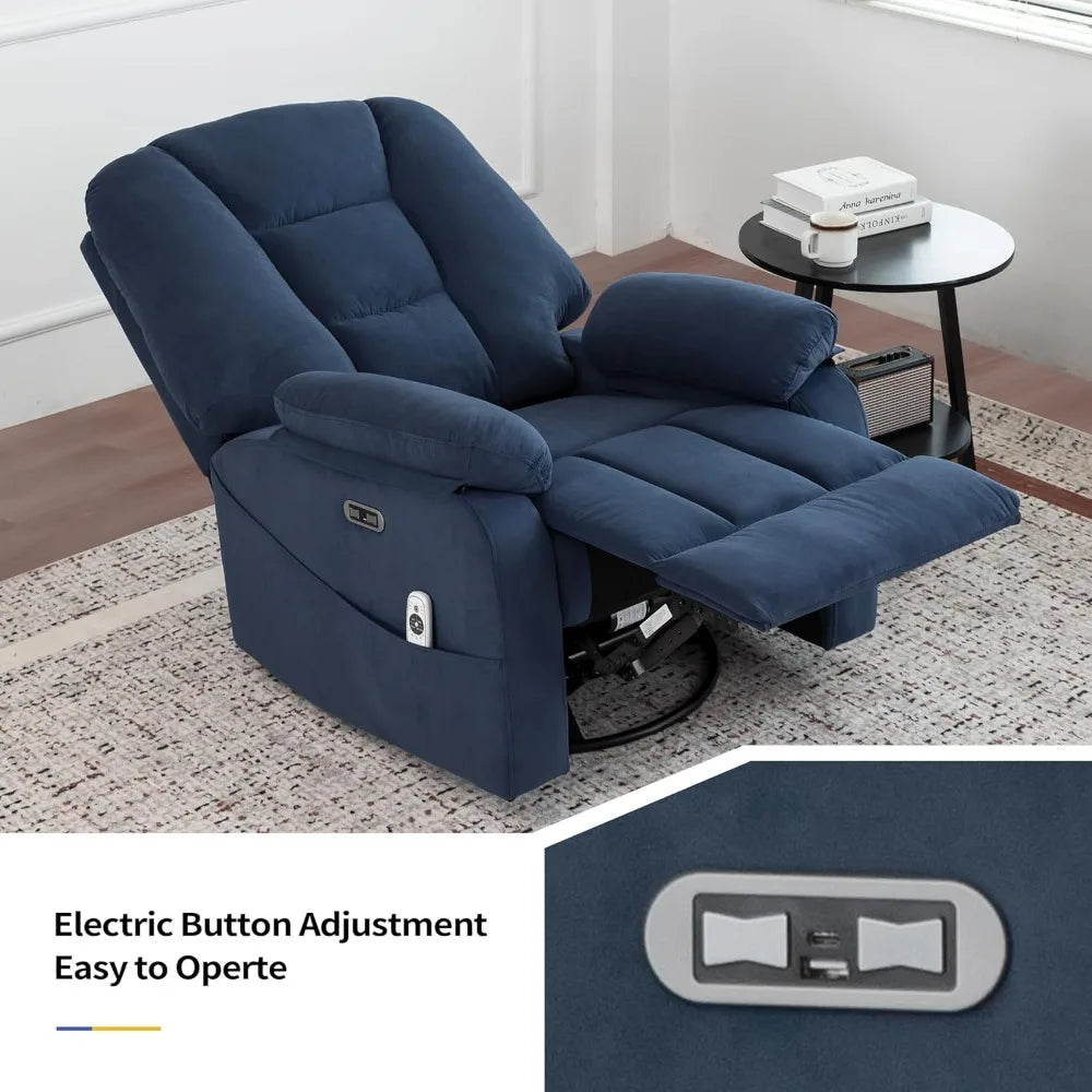 Power Swivel Rocker Recliner Chair for Adults,Rocking Recliners Chairs with Massage and Heat for Living Room, Electric Fabric