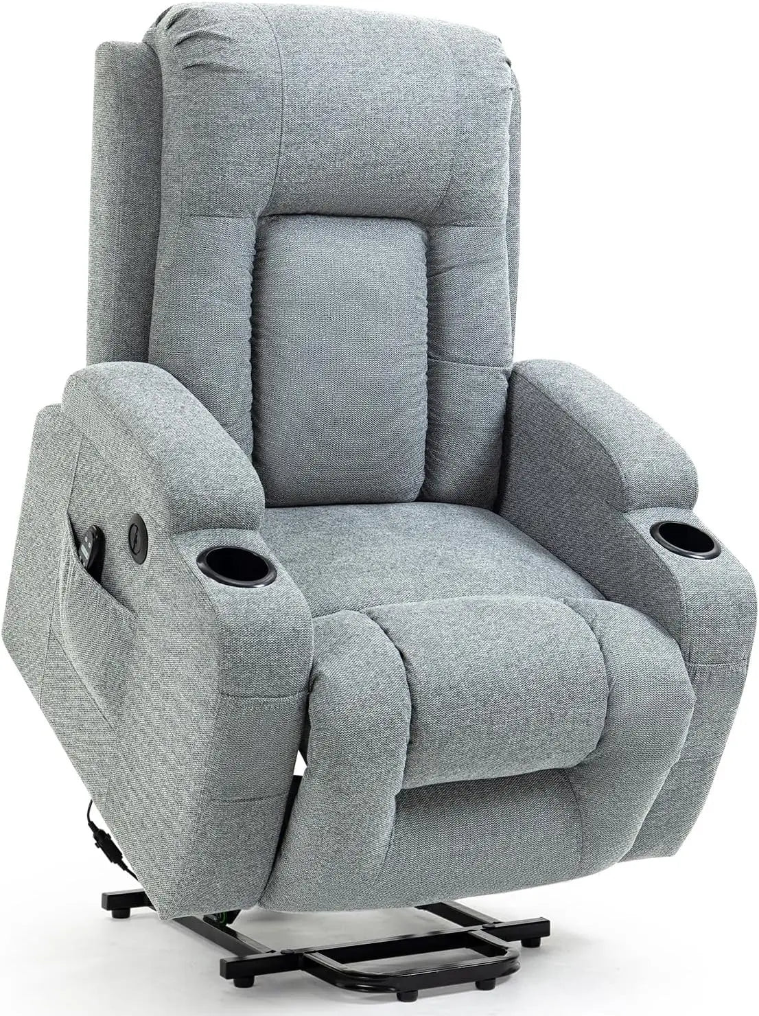 Power Lift Recliner Chair with Heat and Massage for Elderly, Electric Recliner Chairs with Standing Assistance, 2 Cup Holders