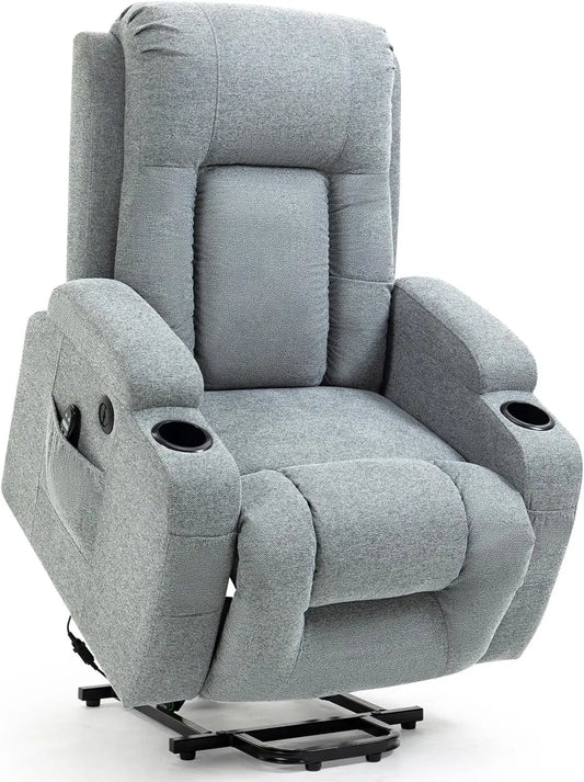 Power Lift Recliner Chair with Heat and Massage for Elderly, Electric Recliner Chairs with Standing Assistance, 2 Cup Holders