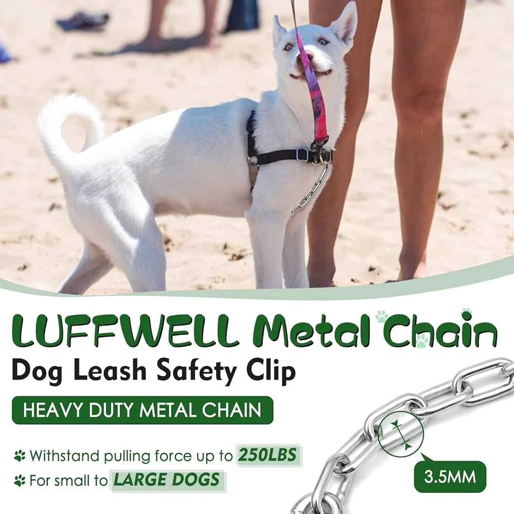 Dog Collar Safety Clip Heavy Duty Metal Backup Connector Chew Proof Double Ended Carabiner Leash Attachment Durable Dog Leash