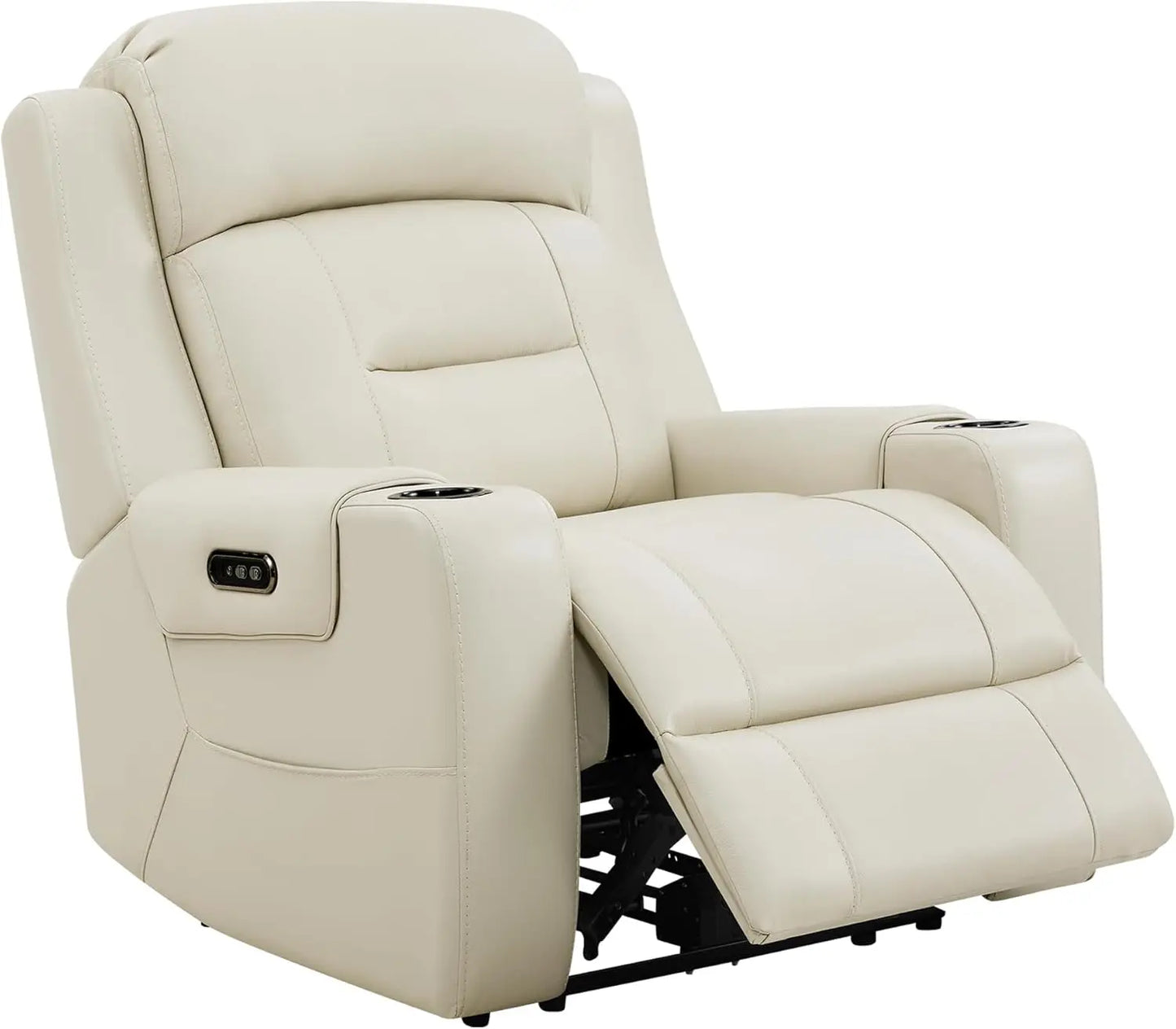 Genuine Leather Power Recliner Chairs for Adults, Lay Flat Recliner with Power Headrest, USB Ports and Cup Holders