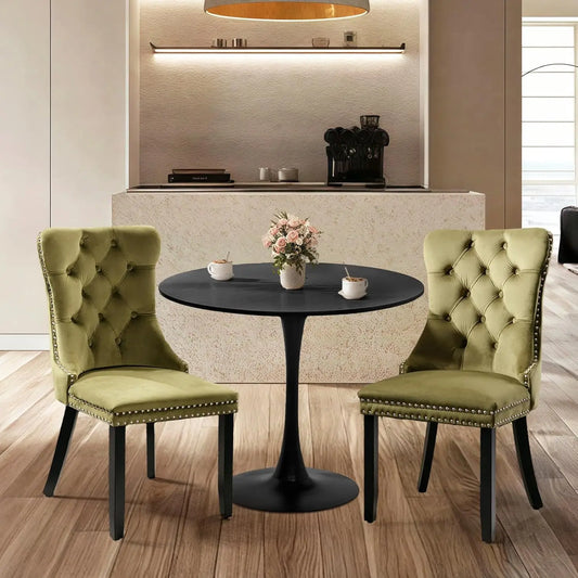 Kitchen Table and Chairs for 2, 24 Dining Table Set for 2 with Boucle Upholstered Chairs, 3 Piece Round Kitchen Table